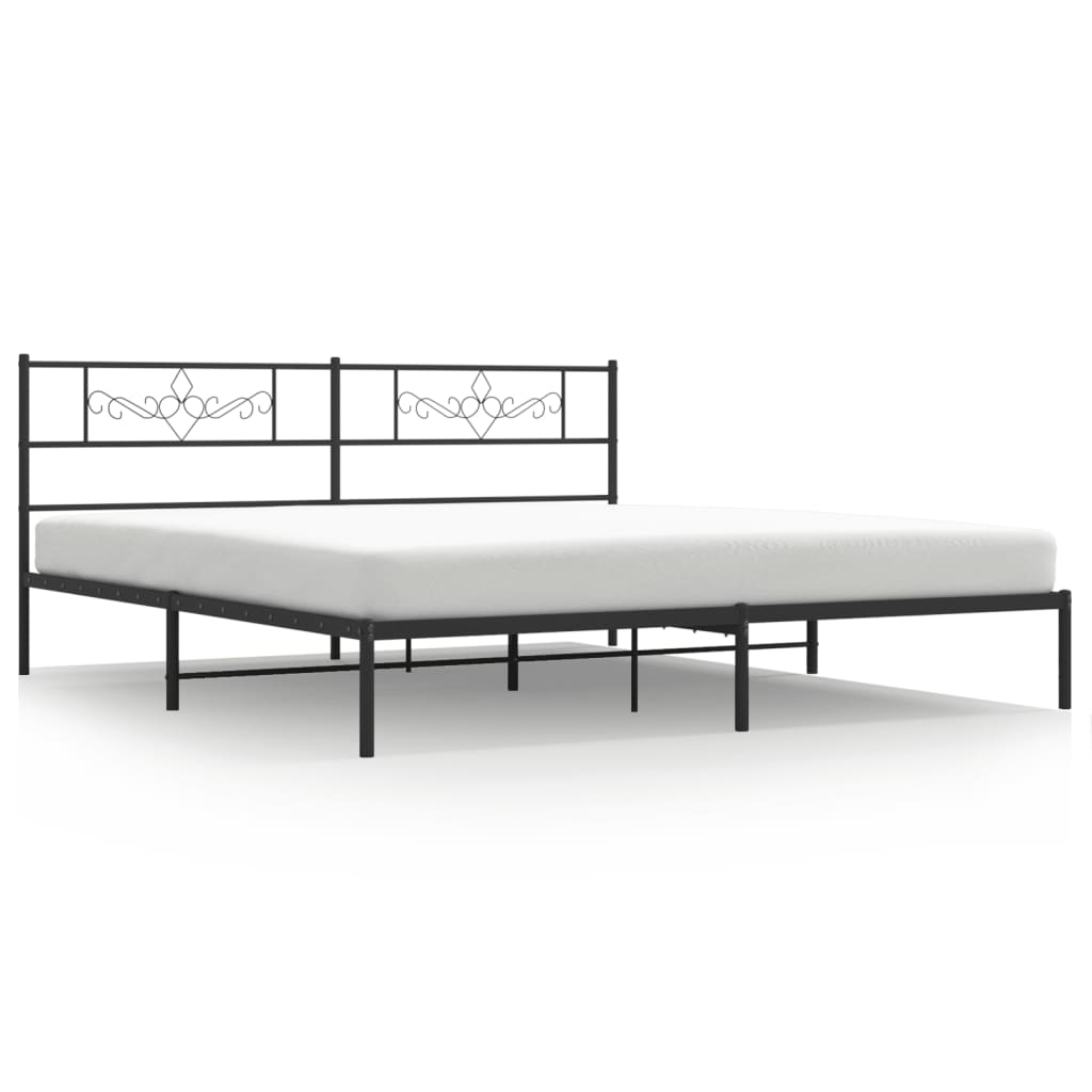 vidaXL Metal Bed Frame without Mattress with Headboard Black 72"x83.9"