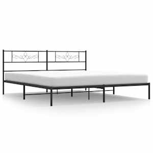 Kovový rám postele s čelem černý 200 x 200 cm - obrázek 2