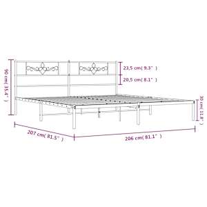 Kovový rám postele s čelem černý 200 x 200 cm - obrázek 9