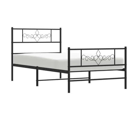 vidaXL Cadre de lit métal avec tête de lit/pied de lit noir 90x200 cm