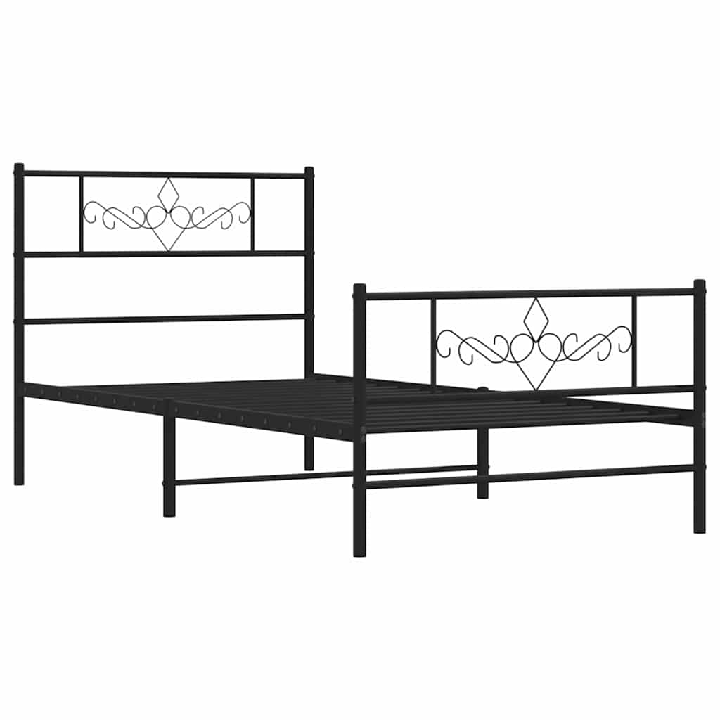 vidaXL Bedframe met hoofd- en voeteneinde metaal zwart 100x200 cm, foto 4
