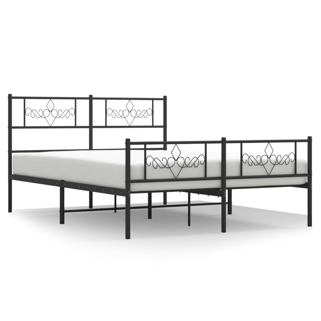 vidaXL Bedframe met hoofd- en voeteneinde metaal zwart 120x190 cm, foto 3