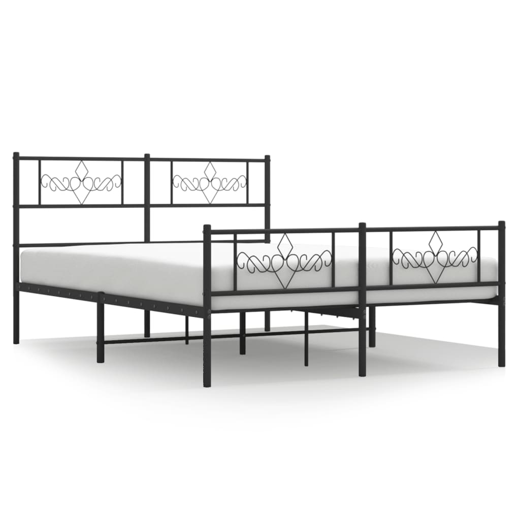 vidaXL Bedframe met hoofd- en voeteneinde metaal zwart 140x190 cm, foto 3