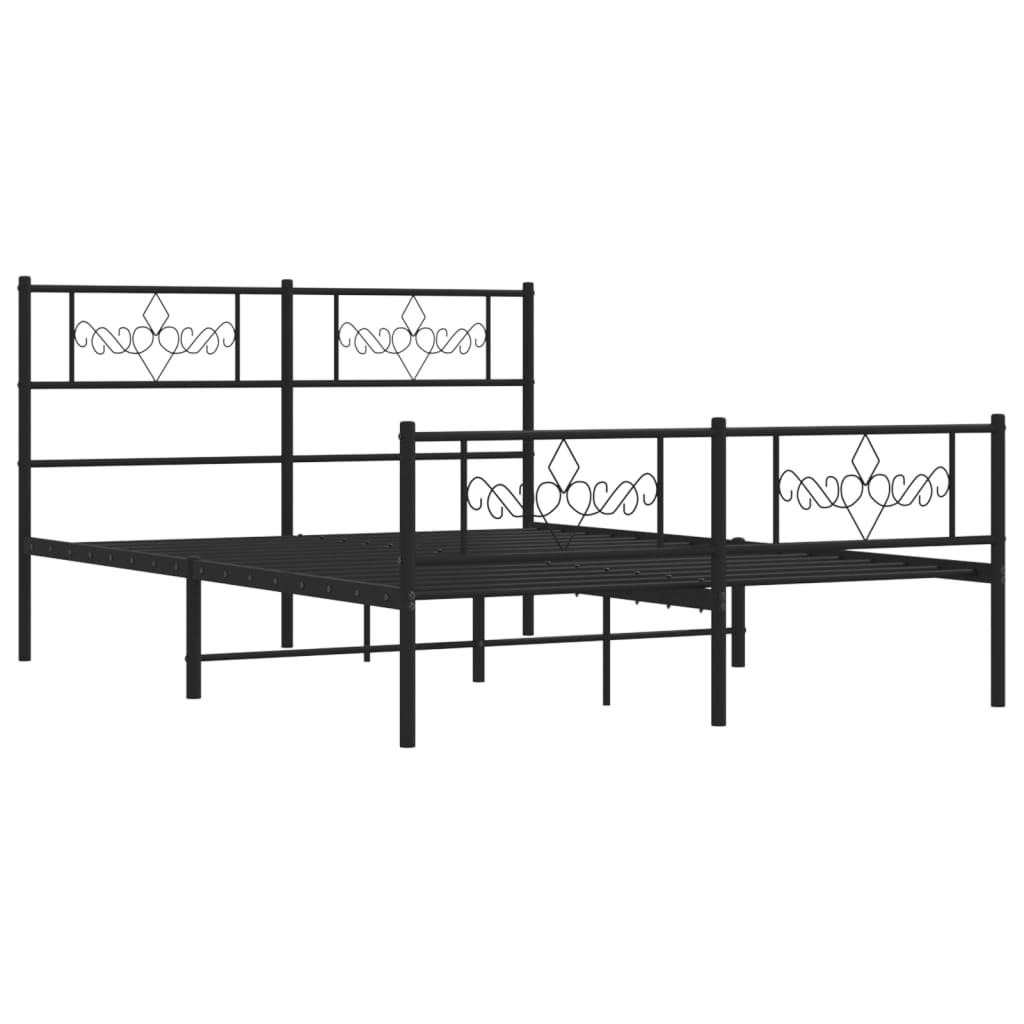 vidaXL Bedframe met hoofd- en voeteneinde metaal zwart 140x190 cm afbeelding