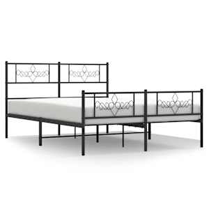 Kovový rám postele s hlavovým a nožním čelem černý 150 x 200 cm - obrázek 2