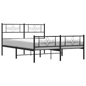 Kovový rám postele s hlavovým a nožním čelem černý 150 x 200 cm - obrázek 5