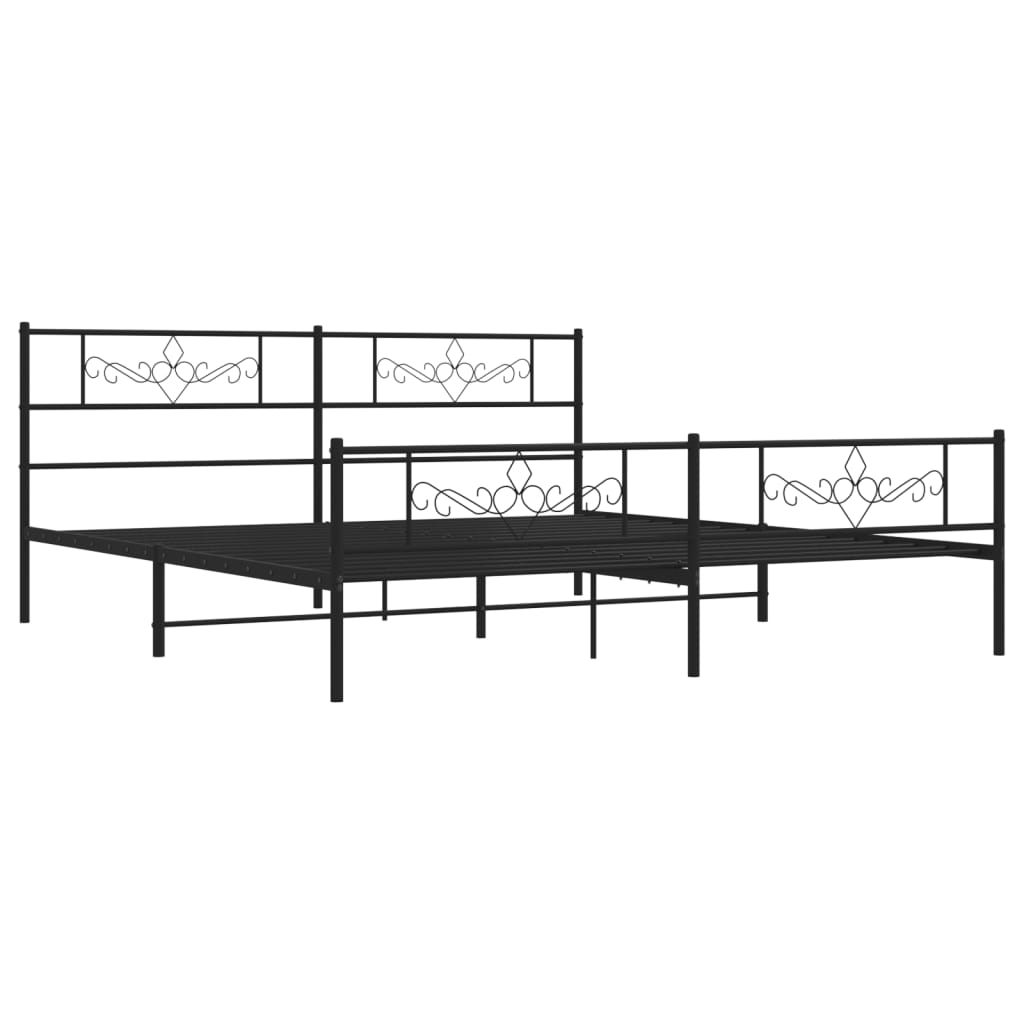 vidaXL Bedframe met voetbord zonder matras metaal zwart 180x200 cm afbeelding