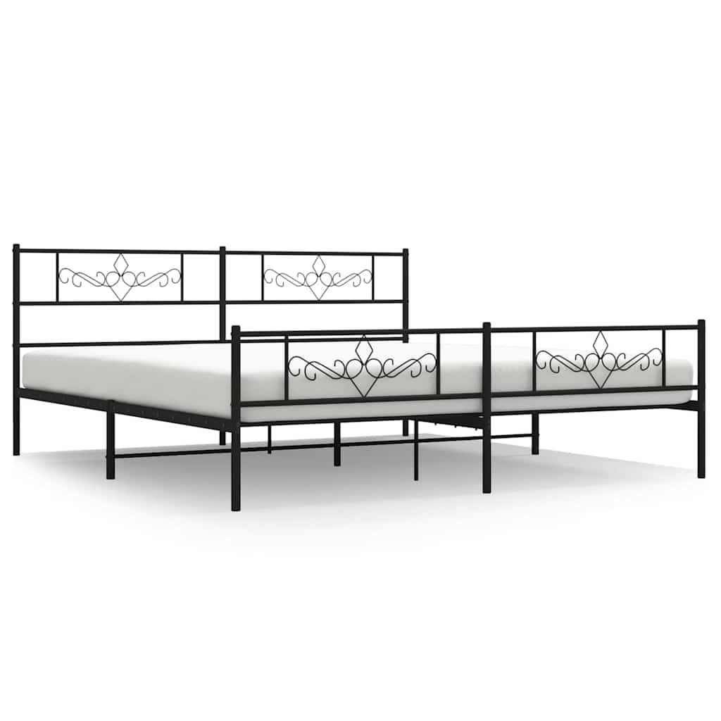 vidaXL Bedframe met hoofd- en voeteneinde metaal zwart 193x203 cm, foto 3