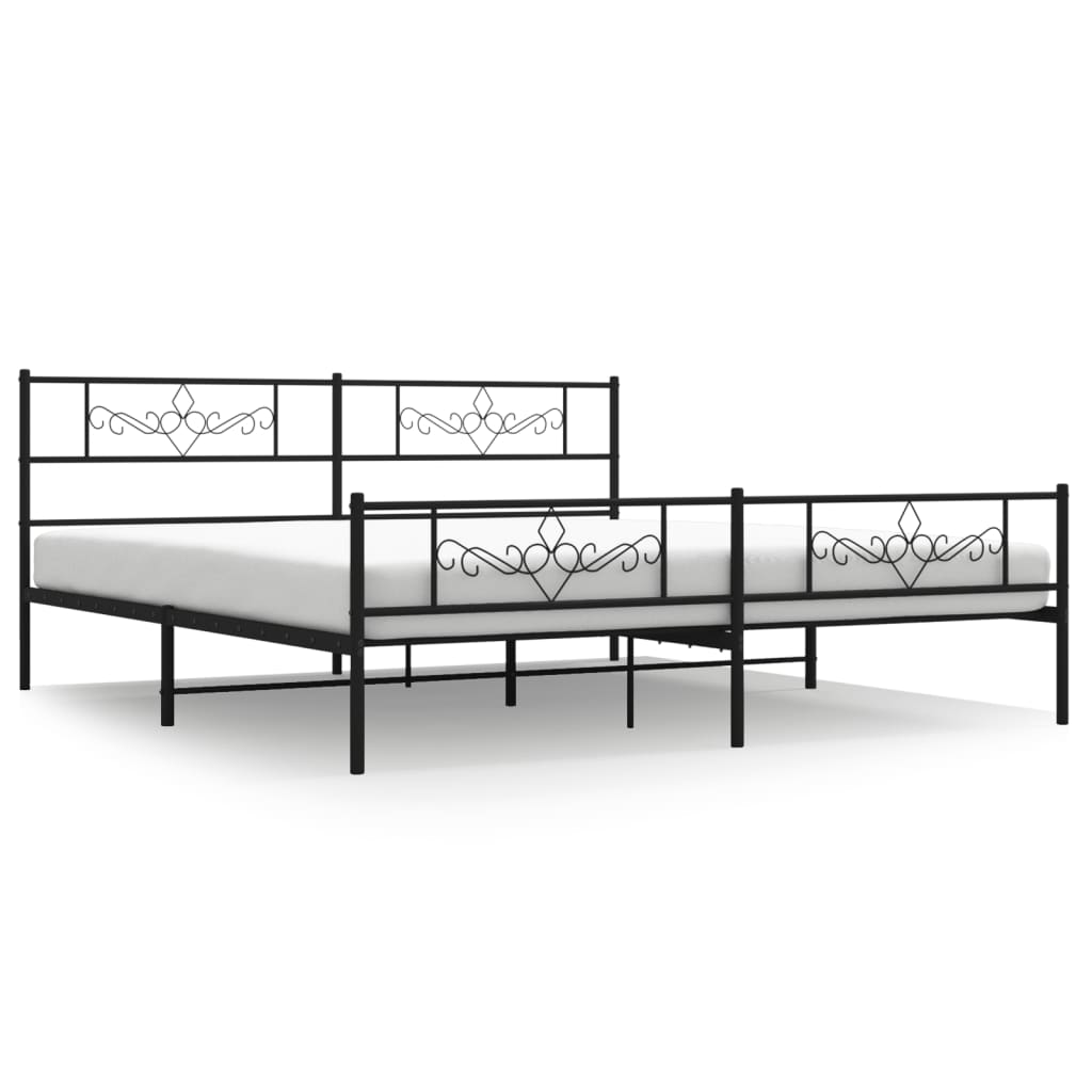 VidaXL Bedframe Met Hoofd- En Voeteneinde Metaal Zwart 200x200 Cm