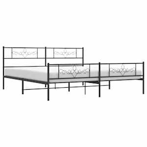 Kovový rám postele s hlavovým a nožním čelem černý 200 x 200 cm - obrázek 4