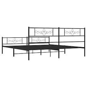 Kovový rám postele s hlavovým a nožním čelem černý 200 x 200 cm - obrázek 7