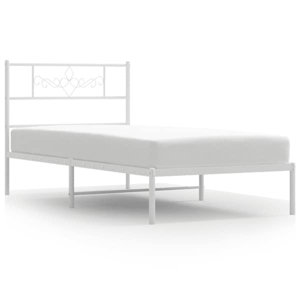 vidaXL metallist voodiraam peatsiga, ilma madratsita, valge, 75x190 cm