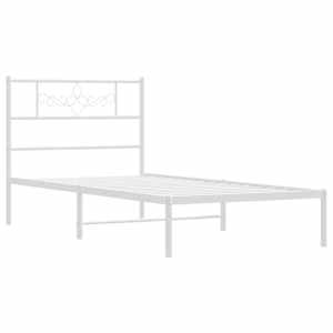 Kovový rám postele bez matrace s čelem bílý 75 x 190 cm - obrázek 3