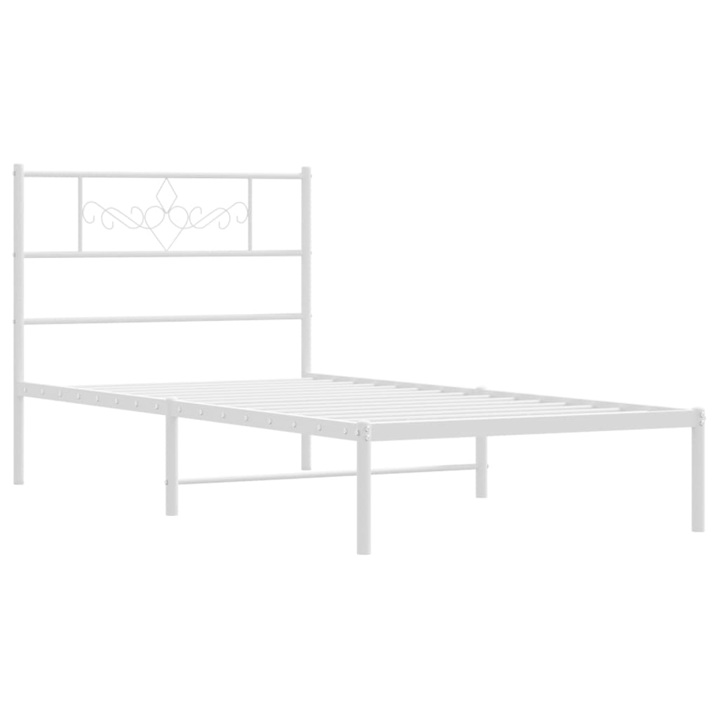 vidaXL Bedframe met hoofdbord metaal wit 80x200 cm afbeelding