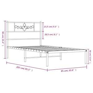 Kovový rám postele s čelem bílý 80 x 200 cm - obrázek 9