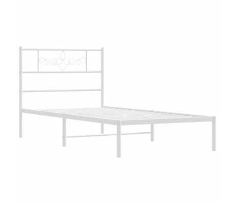 vidaXL Cadre de lit m&eacute;tal sans matelas avec t&ecirc;te de lit blanc 90x200cm