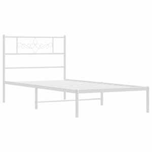 vidaXL Cadre de lit m&eacute;tal sans matelas avec t&ecirc;te de lit blanc 90x200cm