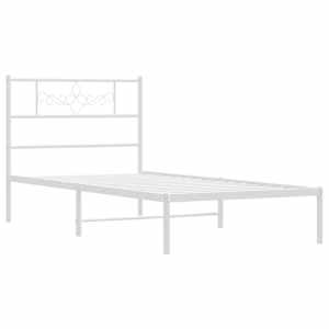 Kovový rám postele s čelem bílý 100 x 200 cm - obrázek 3