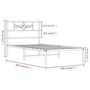 Kovový rám postele s čelem bílý 100 x 200 cm - obrázek 10
