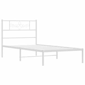 Kovový rám postele s čelem bílý 107 x 203 cm - obrázek 3