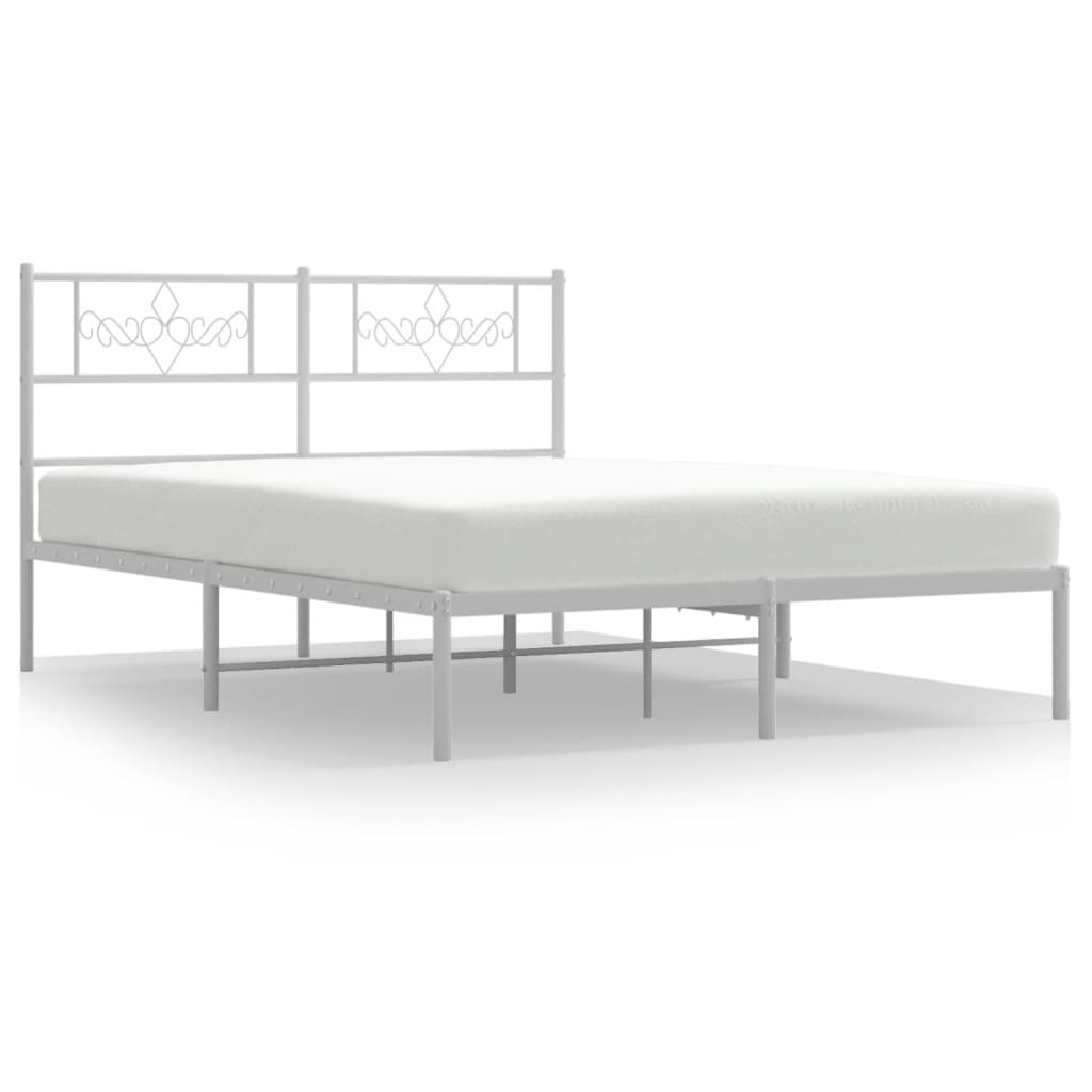 vidaXL Bedframe met hoofdbord metaal wit 120x190 cm, foto 3