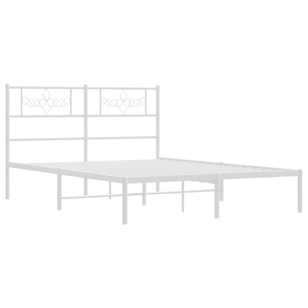 vidaXL Bedframe met hoofdbord metaal wit 120x190 cm, foto 2