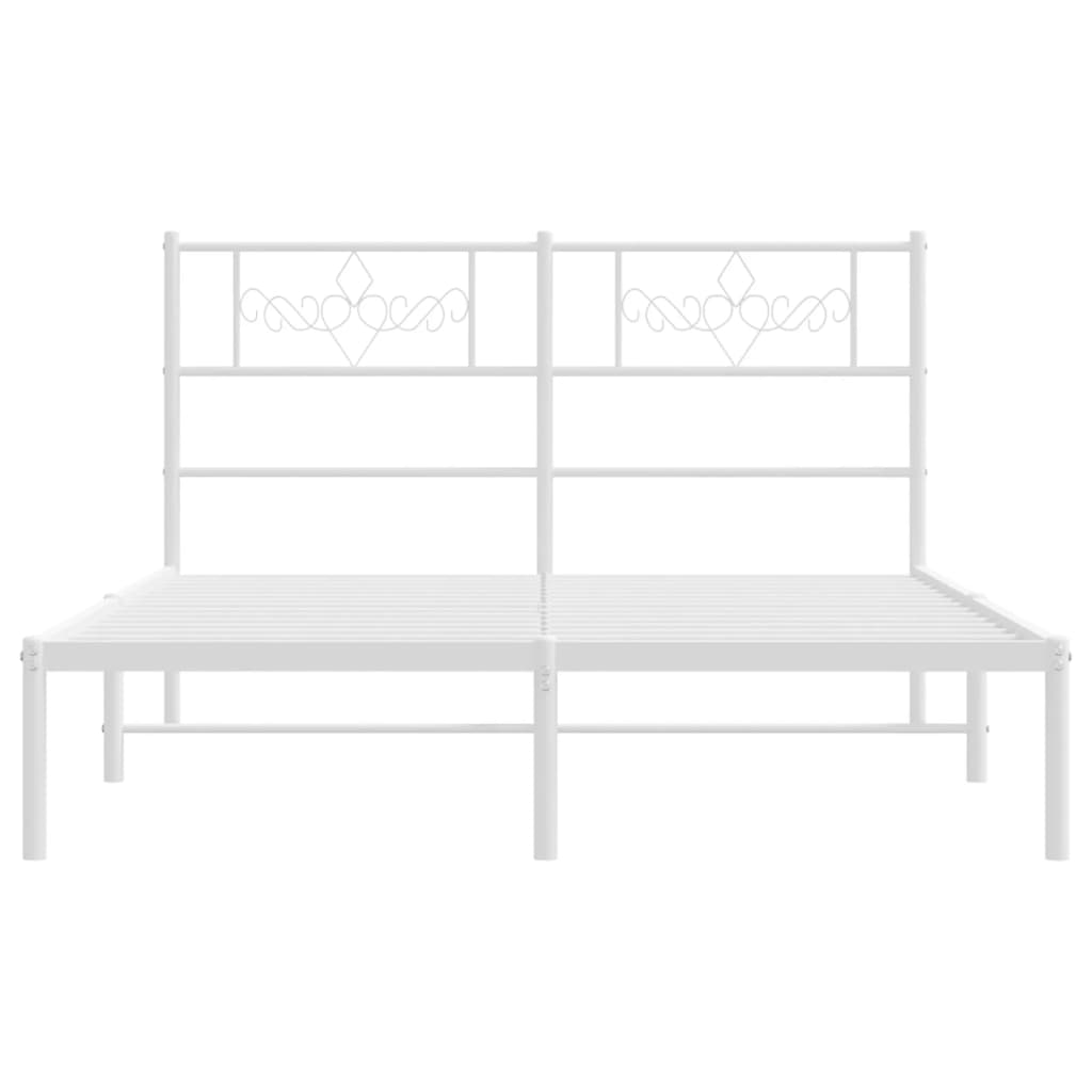 vidaXL Bedframe met hoofdbord metaal wit 120x190 cm, foto 4