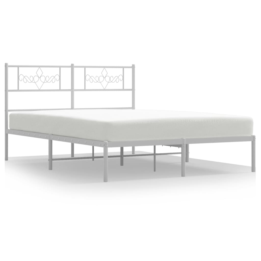 vidaXL Bedframe met hoofdbord metaal wit 120x200 cm, foto 3