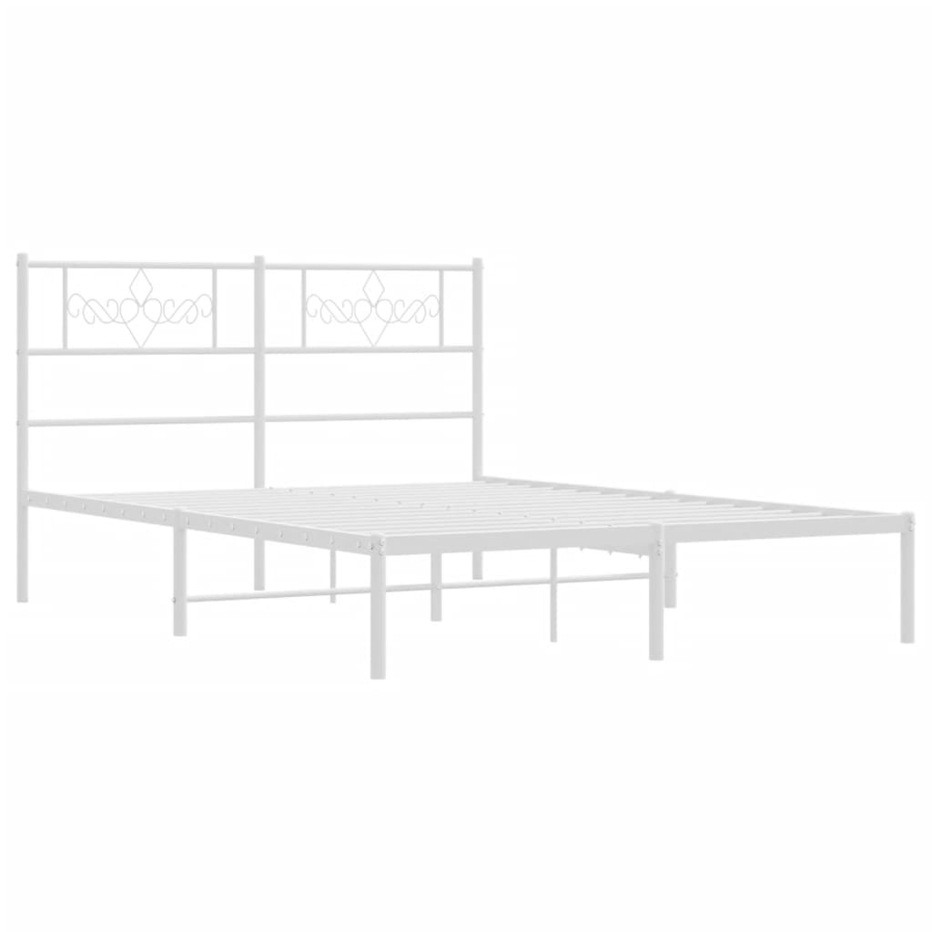 vidaXL Bedframe met hoofdbord metaal wit 120x200 cm, foto 2