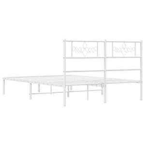 Kovový rám postele s čelem bílý 150 x 200 cm - obrázek 8