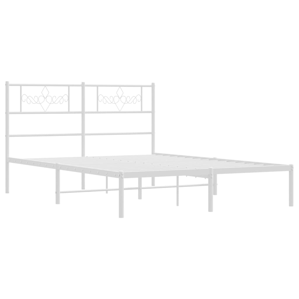 vidaXL Cadre de lit métal sans matelas et tête de lit blanc 160x200 cm