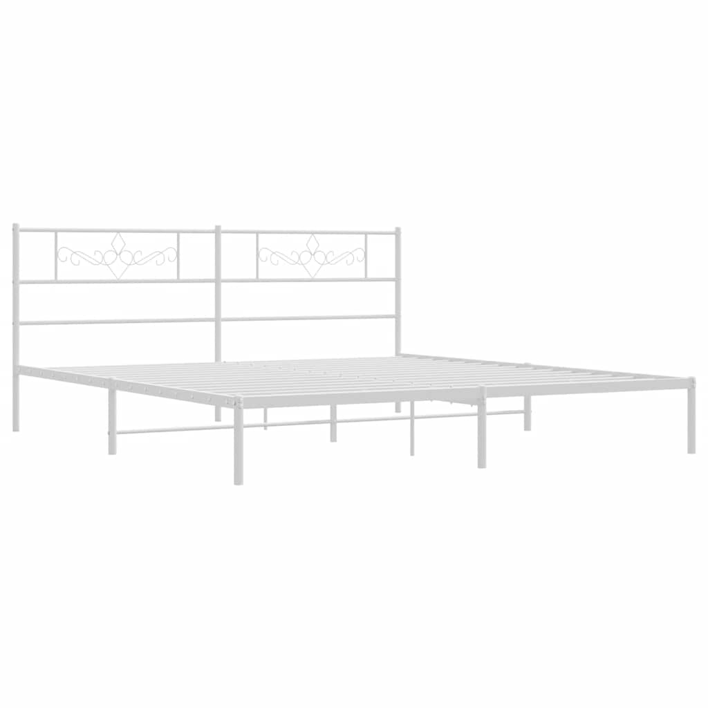 vidaXL Metallinen sängynrunko päädyllä valkoinen 183x213 cm