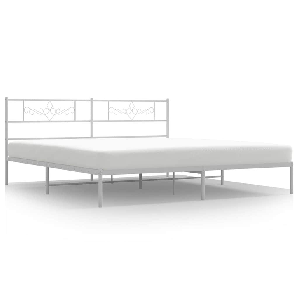 vidaXL Bedframe met hoofdbord metaal wit 193x203 cm, foto 3
