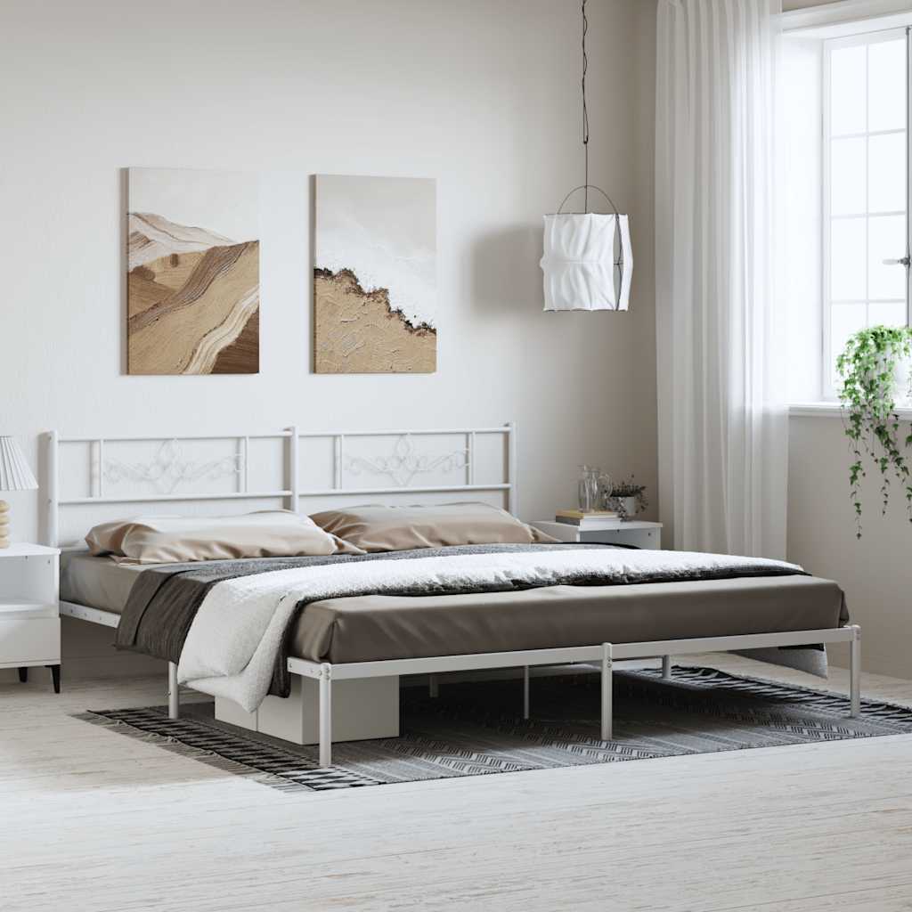 vidaXL Bettgestell mit Kopfteil Metall Weiß 193x203 cm