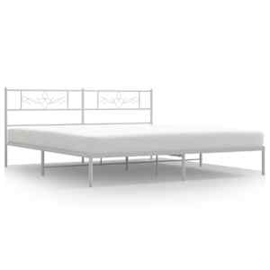 Kovový rám postele s čelem bílý 200 x 200 cm - obrázek 2