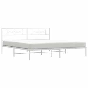 Kovový rám postele s čelem bílý 200 x 200 cm - obrázek 4