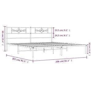 Kovový rám postele s čelem bílý 200 x 200 cm - obrázek 9