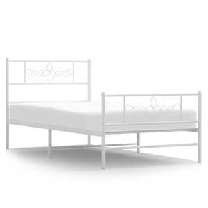 Kovový rám postele s hlavovým a nožním čelem bílý 75 x 190 cm - obrázek 2