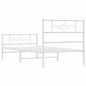 Kovový rám postele s hlavovým a nožním čelem bílý 75 x 190 cm - obrázek 6
