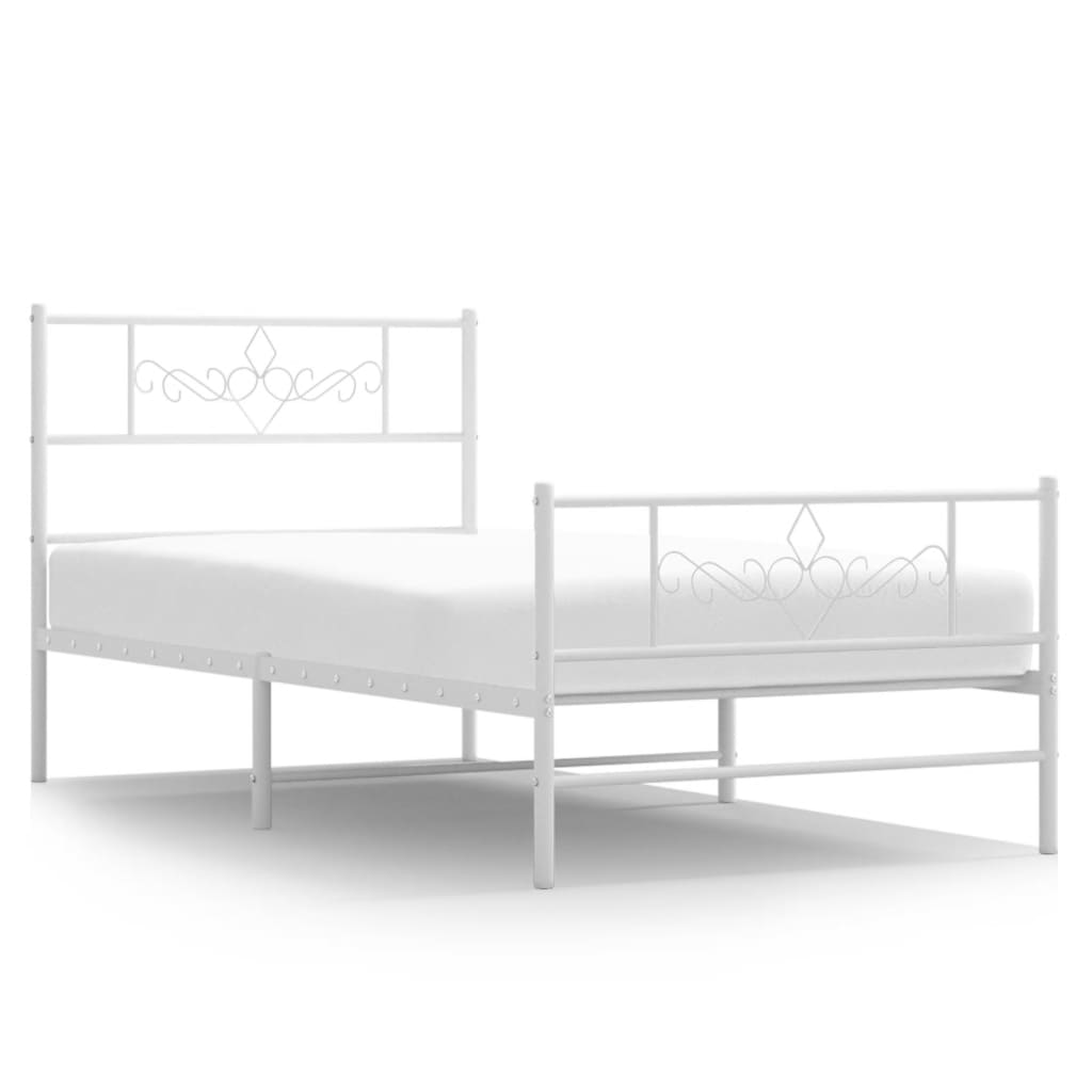 Thumbnail - vidaXL Bettgestell mit Kopf- und Fußteil Metall Weiß 80x200 cm