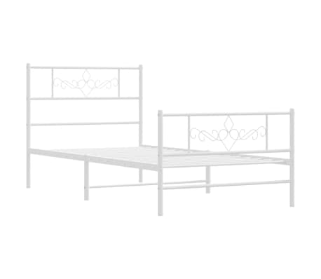 vidaXL Cadre de lit m&eacute;tal sans matelas avec pied de lit blanc 90x200cm