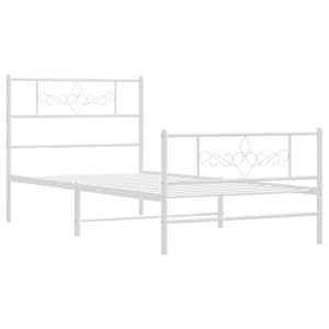vidaXL Cadre de lit m&eacute;tal sans matelas avec pied de lit blanc 90x200cm