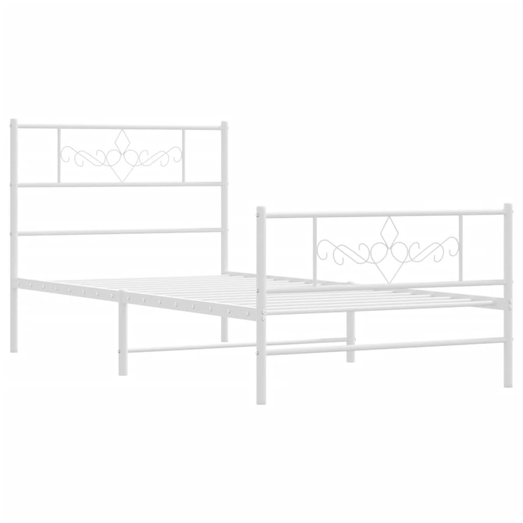 vidaXL Bedframe met hoofd- en voeteneinde metaal wit 107x203 cm afbeelding