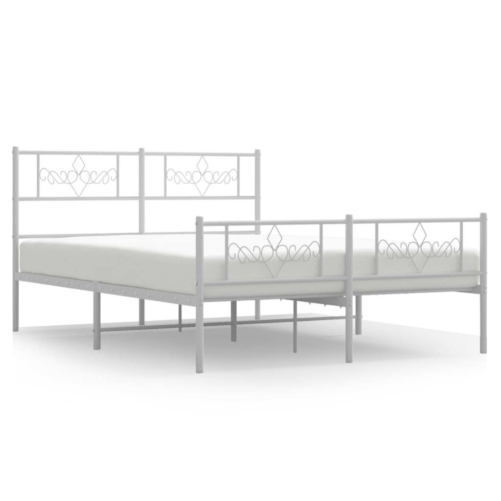vidaXL Bedframe met hoofd- en voeteneinde metaal wit 120 x 190 cm, foto 3