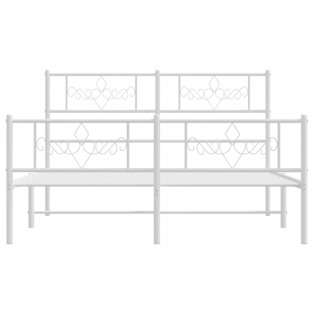 vidaXL Bedframe met hoofd- en voeteneinde metaal wit 120x200 cm, foto 4