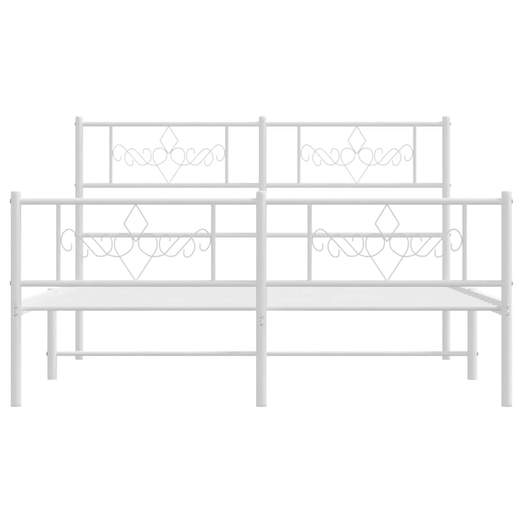 vidaXL Bedframe met hoofd- en voeteneinde metaal wit 140x190 cm, foto 4