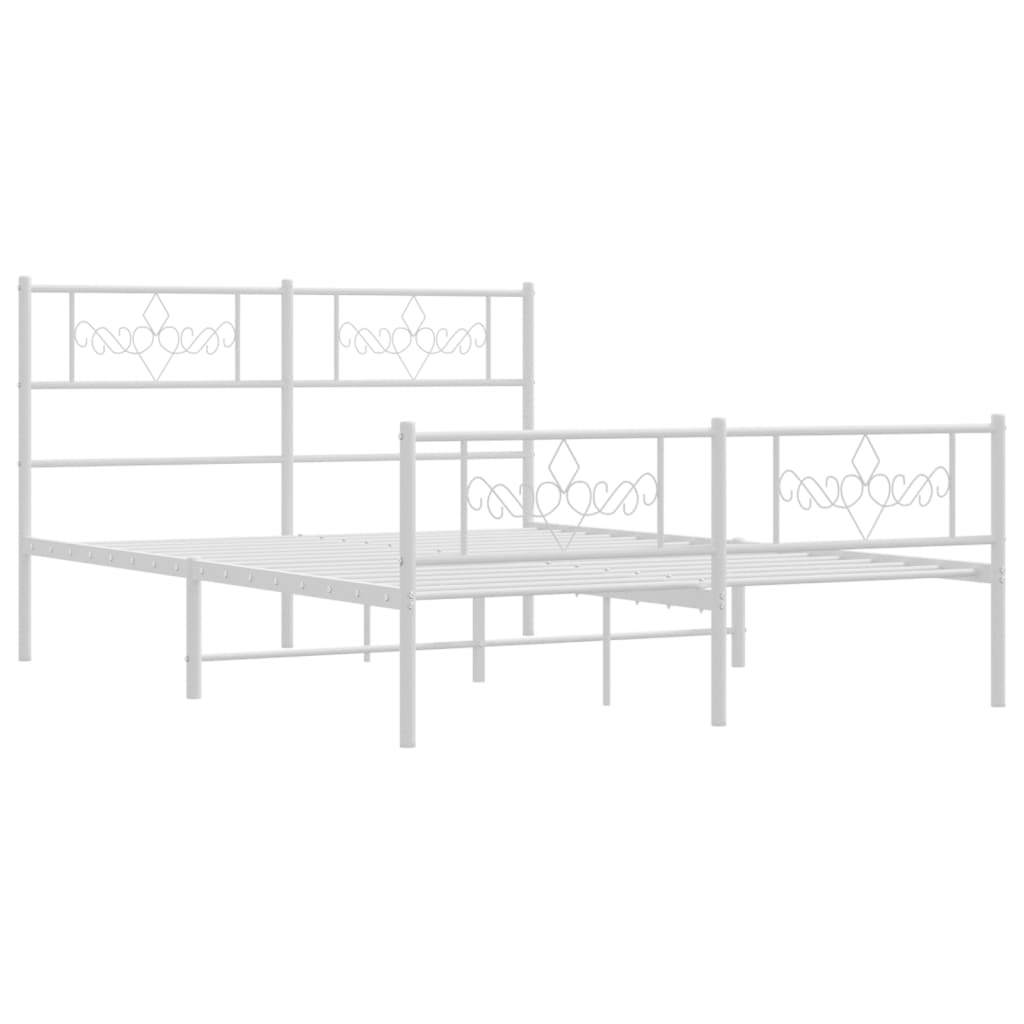 vidaXL Bedframe met hoofd- en voeteneinde metaal wit 140x200 cm afbeelding