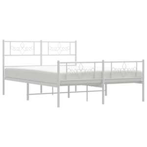 Kovový rám postele s hlavovým a nožním čelem bílý 150 x 200 cm - obrázek 5