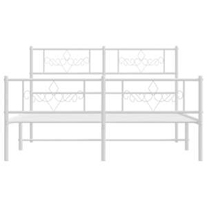 Kovový rám postele s hlavovým a nožním čelem bílý 150 x 200 cm - obrázek 6