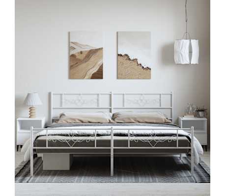 vidaXL Giroletto con Testiera e Pediera Metallo Bianco 183x213 cm, Bianco vidaXL Giroletto con Testiera e Pediera Metallo Bianco 183x213 cm